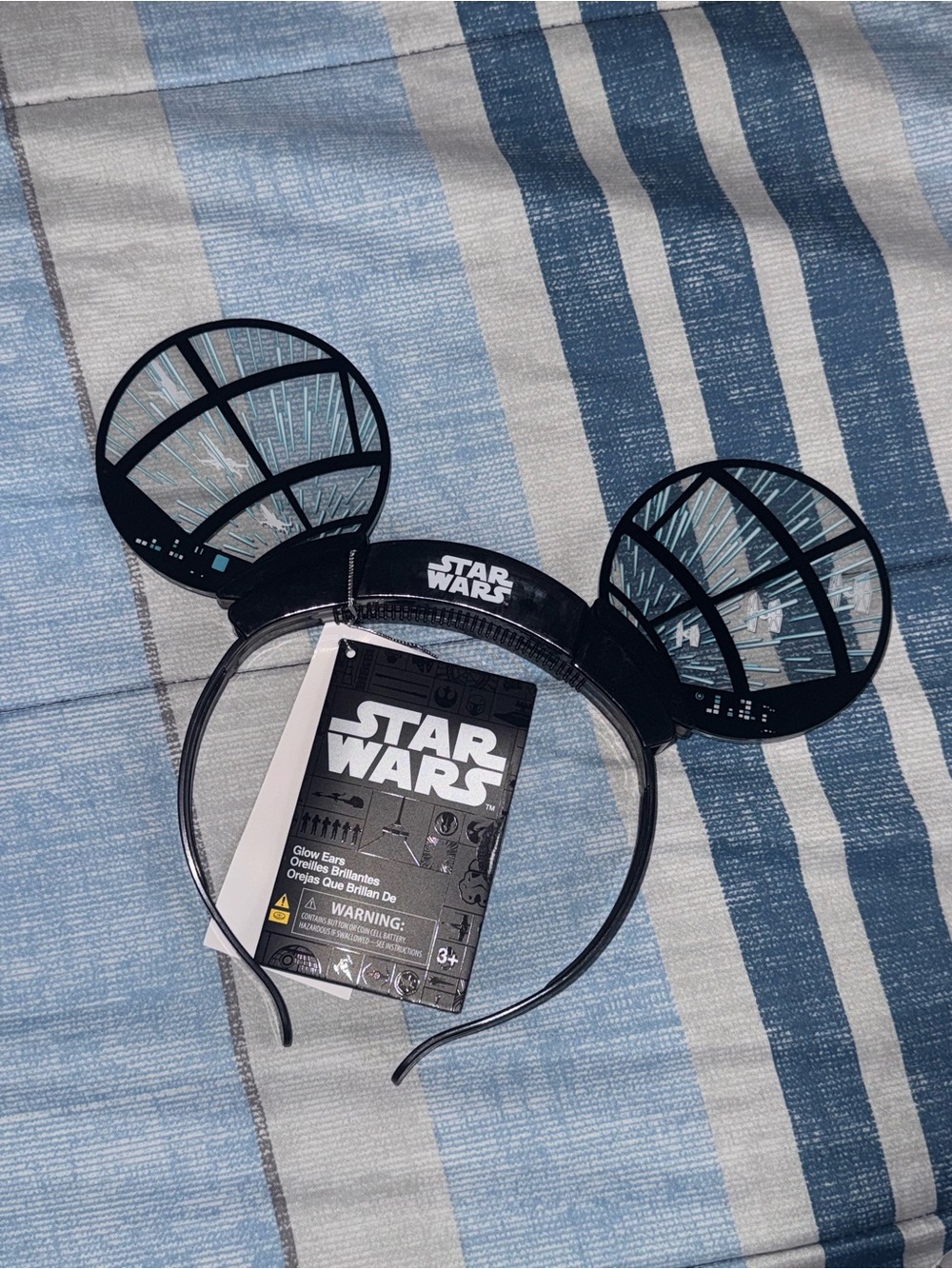 Star Wars Hyperspeed Glow Ear Headband - Blue & Black Death Star Design